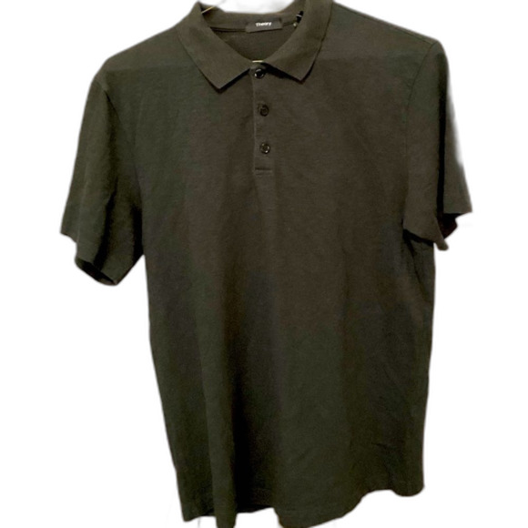 Theory Polo Shirt Men’s Size Medium Color Black 3 Button - Picture 1 of 6